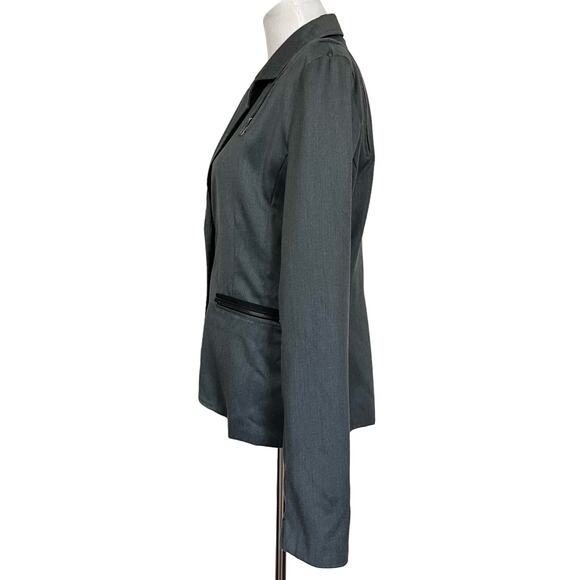 Chor Women’s Jacket Blazer Gray 3-Button Pockets Accent Zippers Wool Blend Sz L - Picture 4 of 9